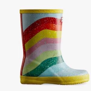 Little Kid's Classic Glitter Rainbow Sky Rain Boots size UK 5